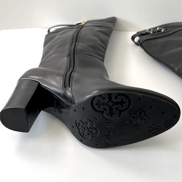 Isola 'Coralie' Leather Over the Knee Block Heel Boots, Black, size 8M - Picture 15 of 15